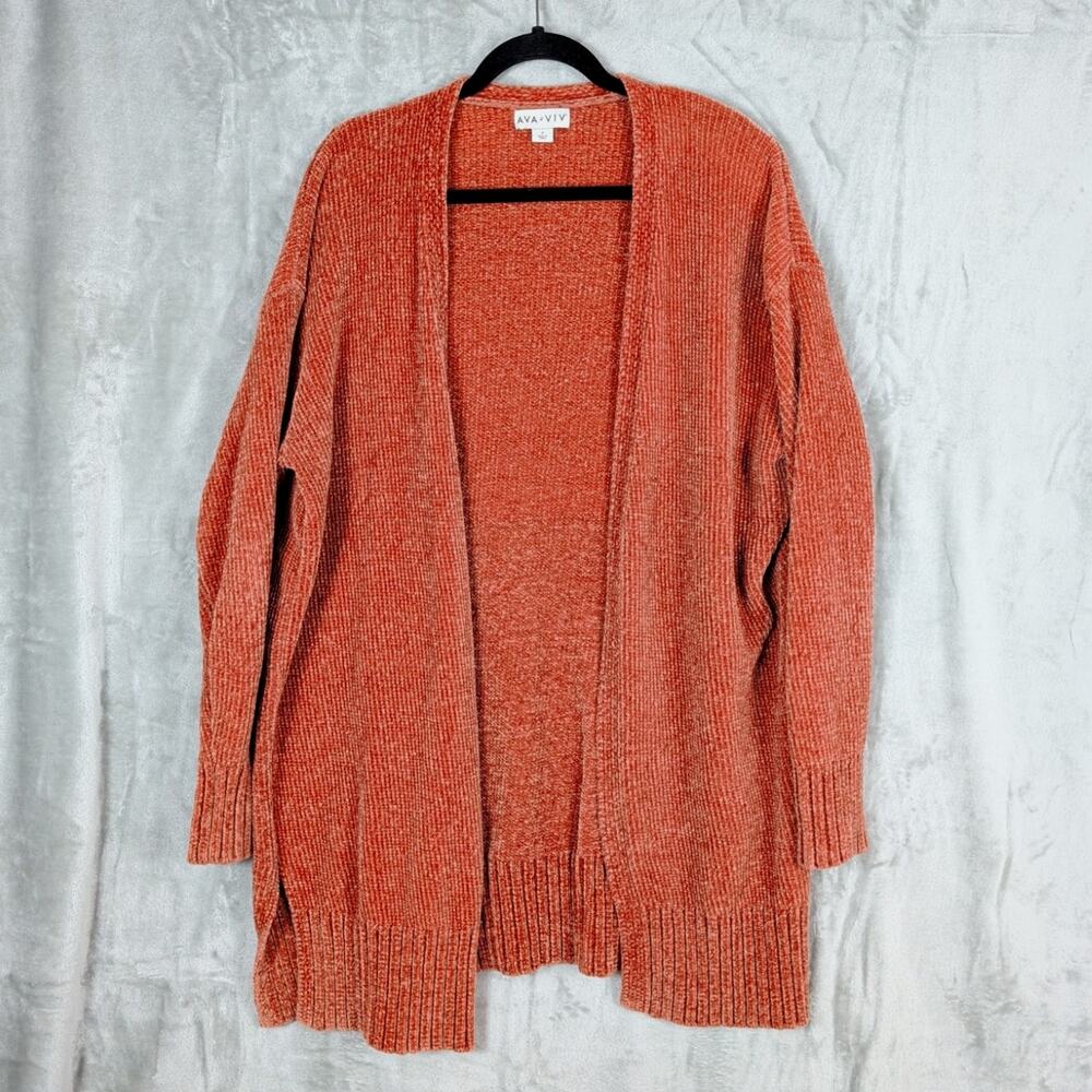 Ava & Viv Rust/Orange Chenille Open Cardigan Size x/ 14W